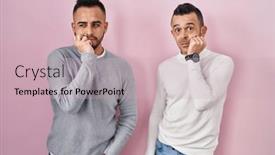  Presentation with pink nails - Presentation theme with homosexual-couple-standing-over-pink background and a soft green colored foreground