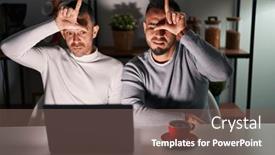  Presentation with computer - PPT theme consisting of homosexual-couple-using-computer-laptop background and a violet colored foreground