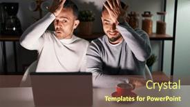  Presentation with computer memory - Slide deck having homosexual-couple-using-computer-laptop background and a violet colored foreground