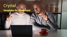  Presentation with depressed - Slide deck consisting of homosexual-couple-using-computer-laptop background and a  colored foreground