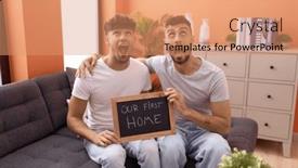  Presentation with gay - PPT theme featuring homosexual-gay-couple-holding-blackboard background and a  colored foreground