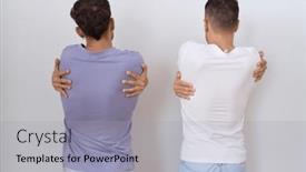  Presentation with self love - Presentation theme enhanced with homosexual-gay-couple-standing-over background and a light gray colored foreground