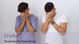  Presentation with gay - Presentation with homosexual-gay-couple-standing-over background and a light blue colored foreground