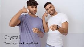  Presentation with gay - Slides having homosexual-gay-couple-standing-over background and a light gray colored foreground