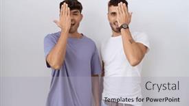  Presentation with gay - Slide set enhanced with homosexual-gay-couple-standing-over background and a light gray colored foreground