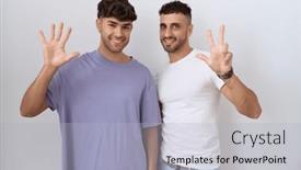  Presentation with gay - Presentation theme having homosexual-gay-couple-standing-over background and a light blue colored foreground