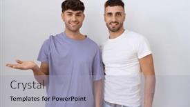  Presentation with gay - PPT theme with homosexual-gay-couple-standing-over background and a light blue colored foreground
