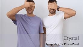  Presentation with gay - Presentation theme having homosexual-gay-couple-standing-over background and a light gray colored foreground