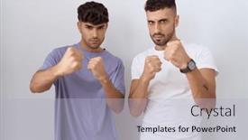  Presentation with fight - Slide deck with homosexual-gay-couple-standing-over background and a light gray colored foreground