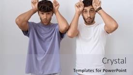  Presentation with gay - Slide deck enhanced with homosexual-gay-couple-standing-over background and a light blue colored foreground