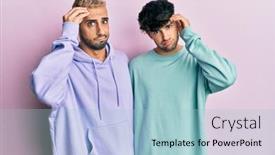  Presentation with gay - Audience pleasing presentation consisting of homosexual-gay-couple-standing-together backdrop and a light blue colored foreground