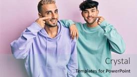  Presentation with gay - Beautiful slides featuring homosexual-gay-couple-standing-together backdrop and a light blue colored foreground