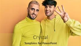  Presentation with gay - PPT theme enhanced with homosexual-gay-couple-standing-together background and a yellow colored foreground