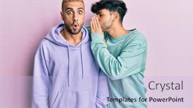  Presentation with talk - Presentation featuring homosexual-gay-couple-standing-together background and a light blue colored foreground