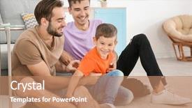  Presentation with adoption - Beautiful PPT layouts featuring homosexual male couple with foster backdrop and a coral colored foreground