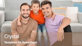  Presentation with adoption - Amazing slide deck having homosexual male couple with foster backdrop and a coral colored foreground