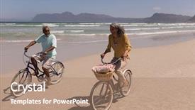  Presentation with sunshine - Slides having honda motos - front view of happy active background and a coral colored foreground