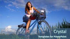  Presentation with deep blue - Cool new presentation with honda motos - woman biking under deep blue backdrop and a ocean colored foreground