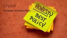  Presentation with honesty - Slide deck having honesty-best-policy-reminder-note background and a red colored foreground