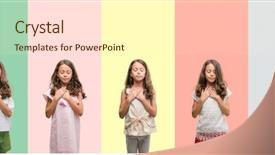 Presentation with collage - Slides featuring honesty kids - collage of brunette hispanic girl background and a  colored foreground