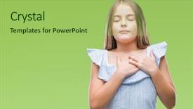  Presentation with eyes kids - Cool new presentation with honesty kids - young beautiful girl over isolated backdrop and a  colored foreground