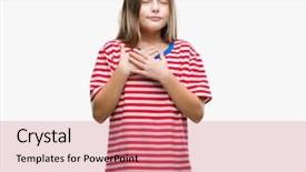  Presentation with chest - PPT theme enhanced with honesty kids - young beautiful girl over isolated background and a  colored foreground