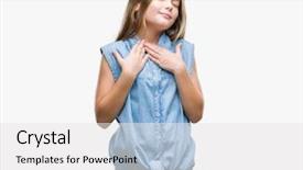  Presentation with chest - Theme featuring honesty kids - young beautiful girl over isolated background and a  colored foreground