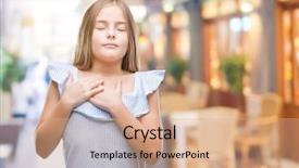  Presentation with chest - Beautiful presentation theme featuring honesty kids - young beautiful girl over isolated backdrop and a  colored foreground