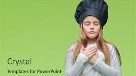  Presentation with chef - Slides having honesty kids - young beautiful girl wearing chef background and a mint green colored foreground