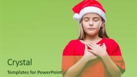 Presentation with christmas girl - Cool new presentation theme with honesty kids - young beautiful girl wearing christmas backdrop and a  colored foreground