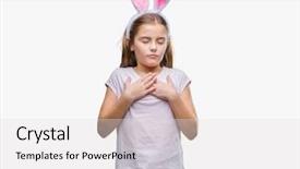  Presentation with easter - Presentation theme featuring honesty kids - young beautiful girl wearing easter background and a  colored foreground