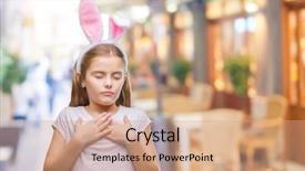 Presentation with group of three young girl - Presentation design enhanced with honesty kids - young beautiful girl wearing easter background and a coral colored foreground