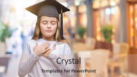  Presentation with chest - Slides enhanced with honesty kids - young beautiful girl wearing graduate background and a  colored foreground