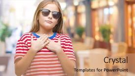  Presentation with swimming beautiful girl swims underwater - Audience pleasing presentation consisting of honesty kids - young beautiful girl wearing sunglasses backdrop and a coral colored foreground