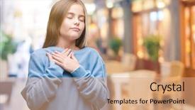  Presentation with winter - Audience pleasing slide set consisting of honesty kids - young beautiful girl wearing winter backdrop and a coral colored foreground
