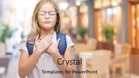  Presentation with student health - Presentation theme having honesty kids - young beautiful smart student girl background and a  colored foreground