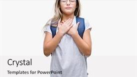  Presentation with student health - Slide deck enhanced with honesty kids - young beautiful smart student girl background and a  colored foreground