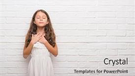  Presentation with honesty - Cool new PPT theme with honesty kids - young hispanic kid over white backdrop and a light gray colored foreground