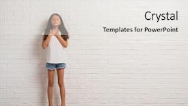  Presentation with white brick wall - Presentation theme having honesty kids - young hispanic kid stading background and a  colored foreground