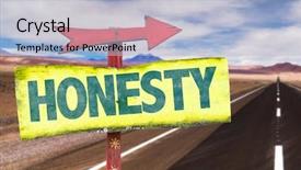  Presentation with honesty - Slide deck with honesty sign with road background background and a light gray colored foreground