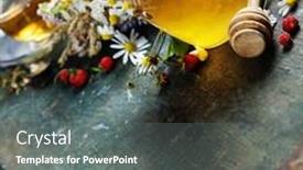  Presentation with organic tea - Theme with honey and herbal tea on wooden background - summer health and organic food concept background and a gray colored foreground