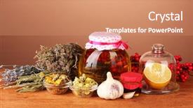  Presentation with honey - Colorful presentation design enhanced with honey and others natural medicine backdrop and a coral colored foreground