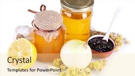  Presentation with bacteria - Amazing presentation theme having honey bacteria - folk remedies for colds isolated backdrop and a blonde colored foreground