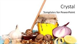  Presentation with strengthening - Amazing presentation theme having honey bacteria - healthy ingredients for strengthening immunity backdrop and a white colored foreground