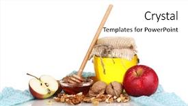  Presentation with strengthening - PPT theme featuring honey bacteria - healthy ingredients for strengthening immunity background and a white colored foreground