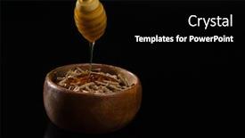  Presentation with honey whiskey - Colorful slides enhanced with being poured into cereal bran backdrop and a black colored foreground