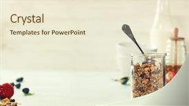  Presentation with nuts milk - Cool new theme with honey berries oatmeal muesli nuts backdrop and a cream colored foreground