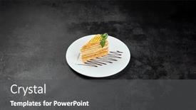  Presentation with minimal - PPT layouts enhanced with honey-cake-on-white-plate background and a dark gray colored foreground