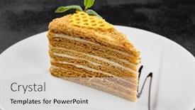  Presentation with minimal - Presentation theme featuring honey-cake-on-white-plate background and a light gray colored foreground