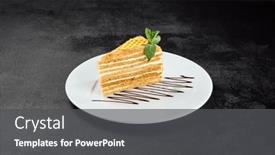  Presentation with minimal - Presentation design enhanced with honey-cake-on-white-plate background and a dark gray colored foreground